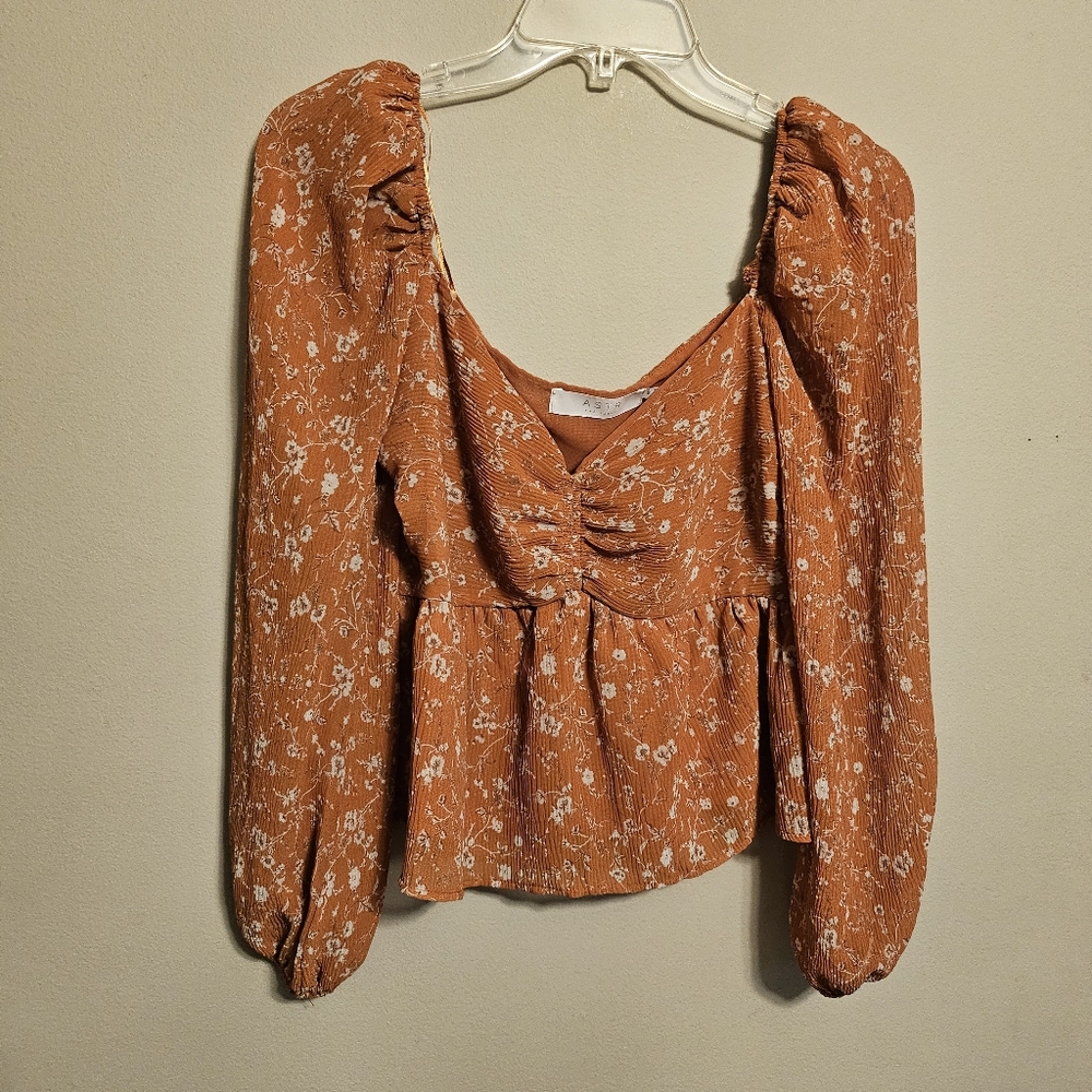 Astr Rust Floral Blouse
